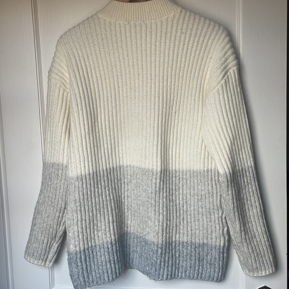 Talbots Zip Collar Color Block Sweater In Ivory/V… - image 4